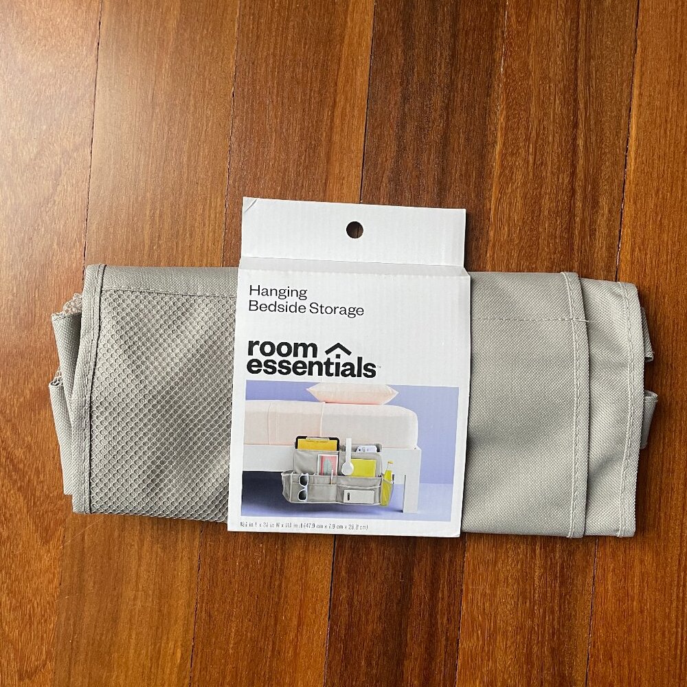 NEW Room Essentials Light Gray Bedside Hanging Organizer Storage